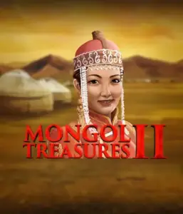 Explore the captivating heritage of Mongolia with Mongol Treasures 2 slot by Endorphina, featuring a graceful Mongolian woman dressed in traditional attire against a golden Mongolian steppe backdrop. This graphic portrays the spirit of Mongolian culture, providing a unique visual adventure. 